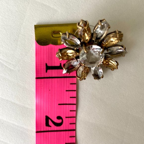 Vintage Large Floral Statement Stud Earrings with Transparent and Amber Petals - Picture 7 of 8